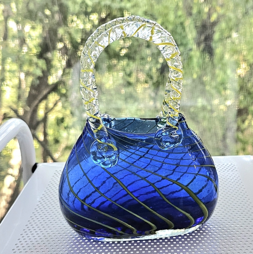 Elegant Blue and Green Glass Handbag
